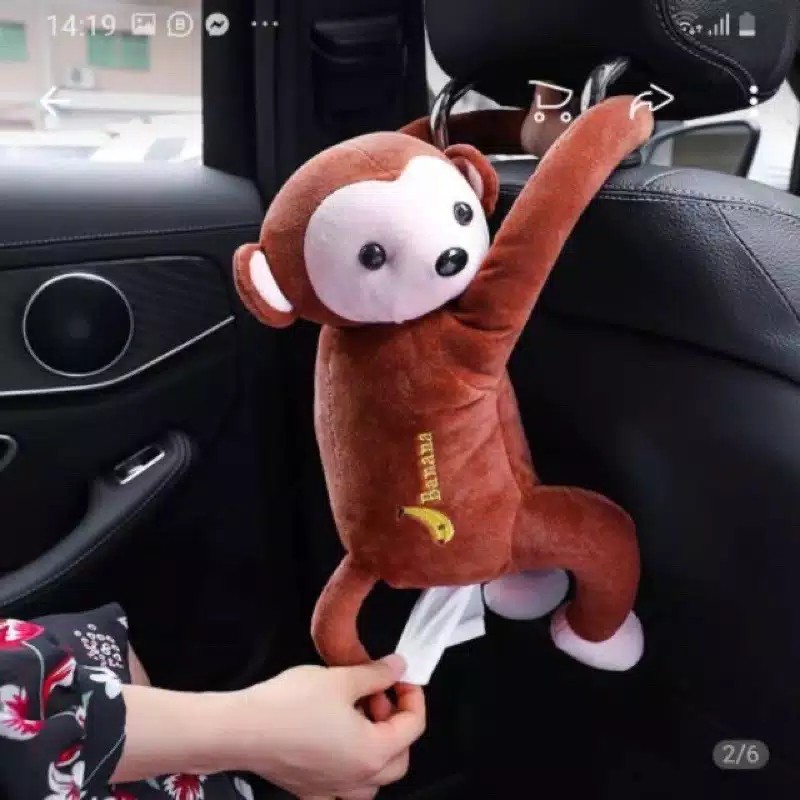 Tempat Tisue Mobil Boneka Monyet Gantung Karakter