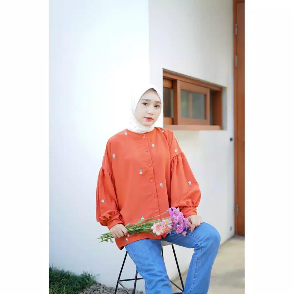 1KG MUAT 5PCS | JAVIA BLOUSE BORDIR FLOWER HITS SELEBGRAM ATASAN MURAH FASHION OOTD