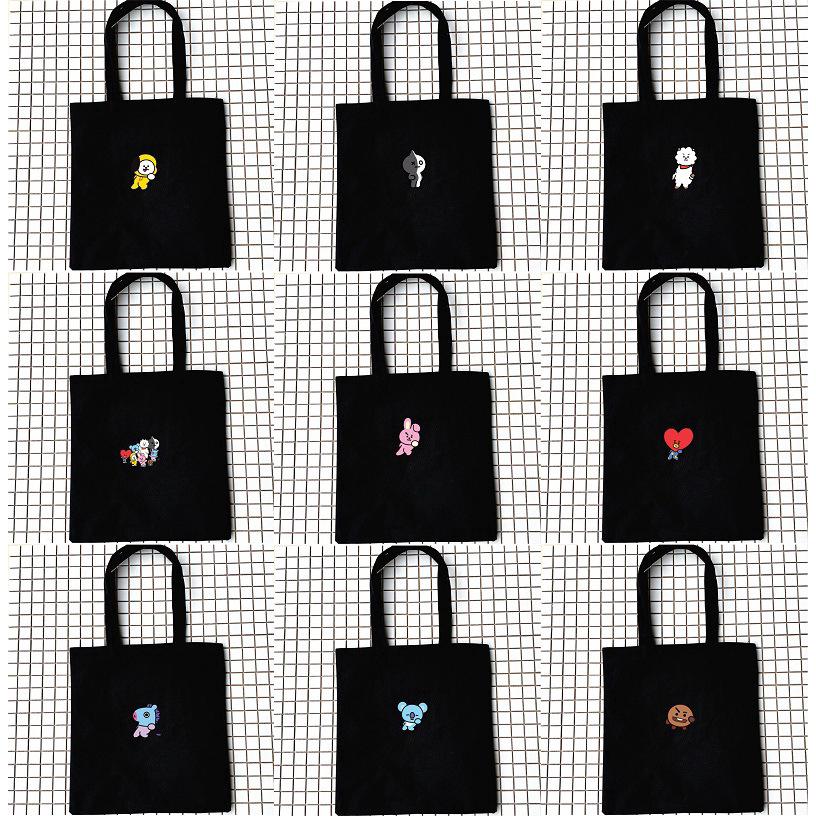 KPOP BTS bt21  Tas  Bahu Handbag Casual Bahan Kanvas Motif 