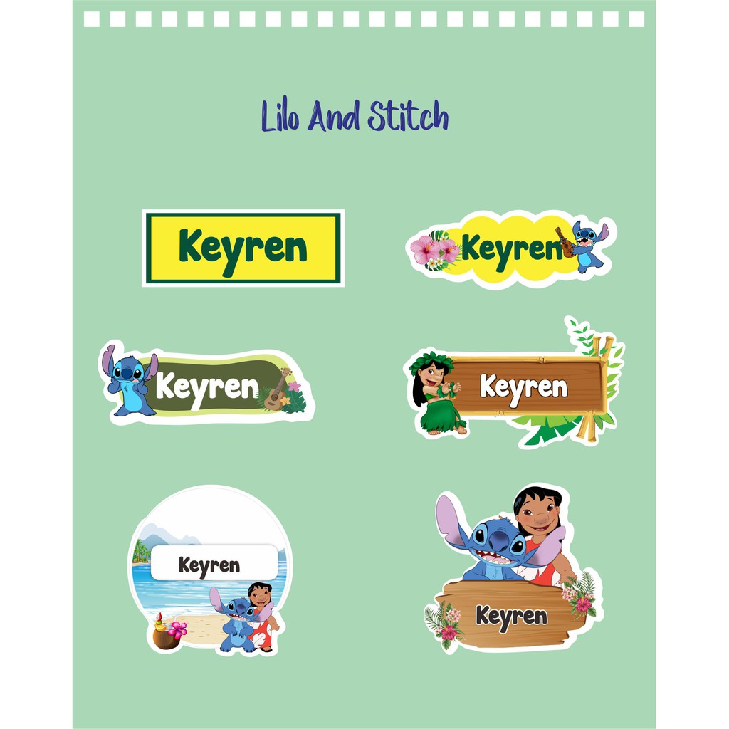 

192pcs Stiker Label Nama Kekinian Tahan Air & Anti Luntur untuk Umum Tema Lilo and Stitch