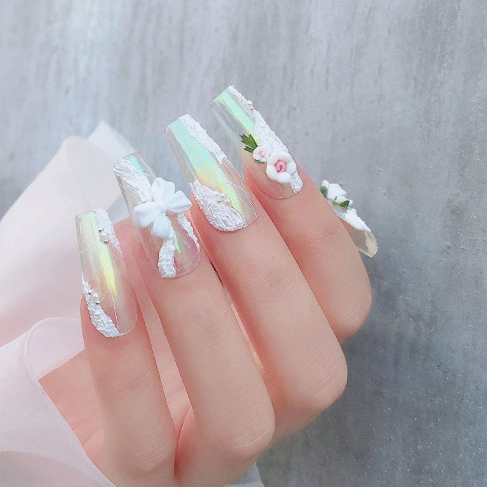 Agustinina Bunga Mawar Perhiasan Kuku Multicolor Kecil Segar Bunga Porselen DIY Nail Art Desgin