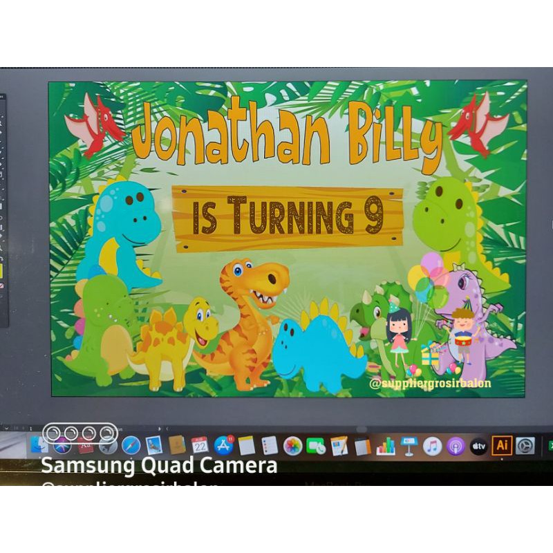 Backdrop ulang tahun tema dinosaurus 3