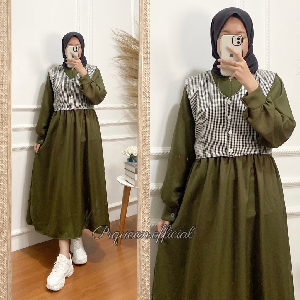 ARSY MIDI DRESS 2IN1 - DRESS MUSLIM CASUAL - MAXI DRESS WANITA KOREAN STYLE