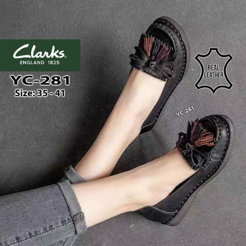 Clarks YC-281 Loafer Leather / Sepatu clarks wanita / clarks flat pita