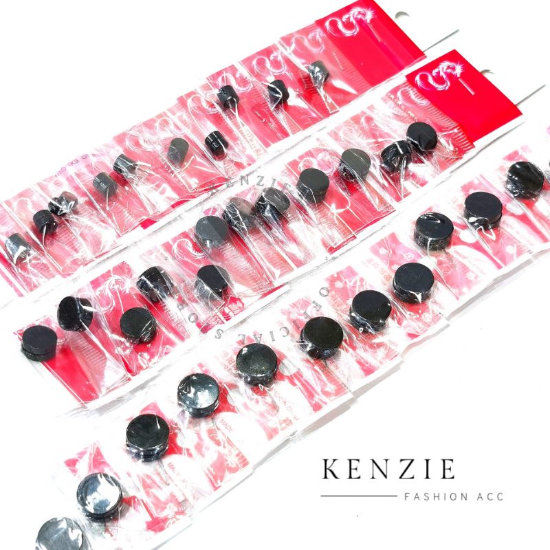 [paling laku] Anting magnet hitam isi 12 pcs