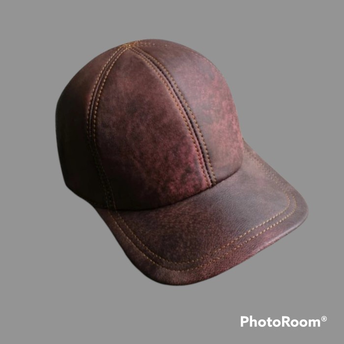 Topi Pria Topi kulit asli topi pria Rustic red(F8G0) Topi Baseball Original Topi Baseball Topi Pria 