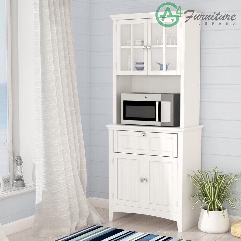 Lemari Dapur Minimalis Dussen Duco Putih - Kayu Mahoni