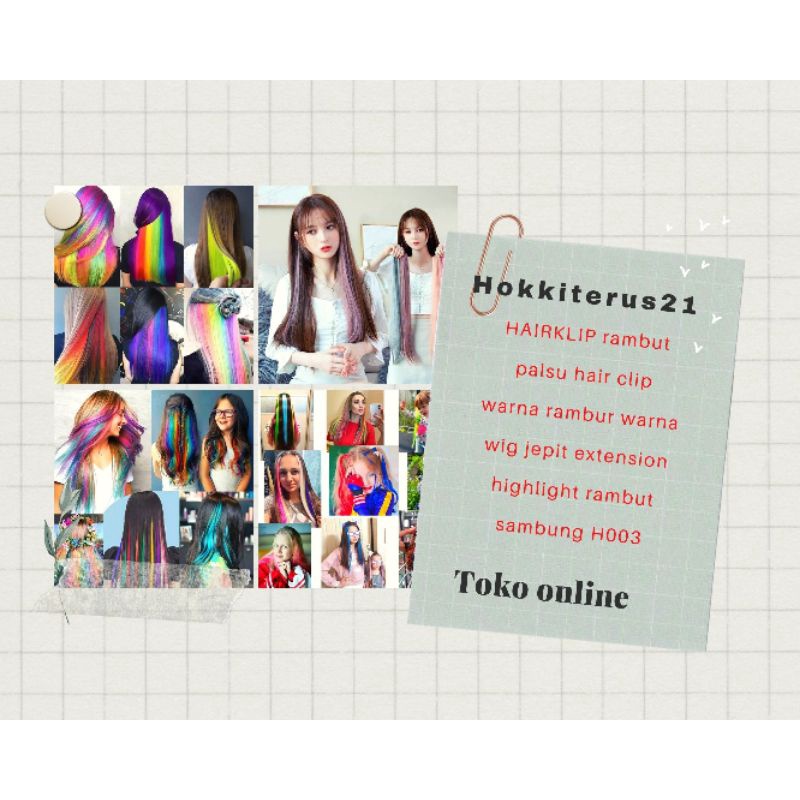 hokkiterus21 HAIRCLIP WARNA wig hair clip colour highlight rambut sambung palsu extension