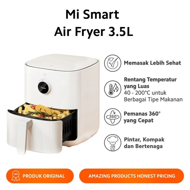 Xiaomi Mi Smart Air Fryer 3.5L Sentuh OLED Lapisan Ganda Anti-lengket