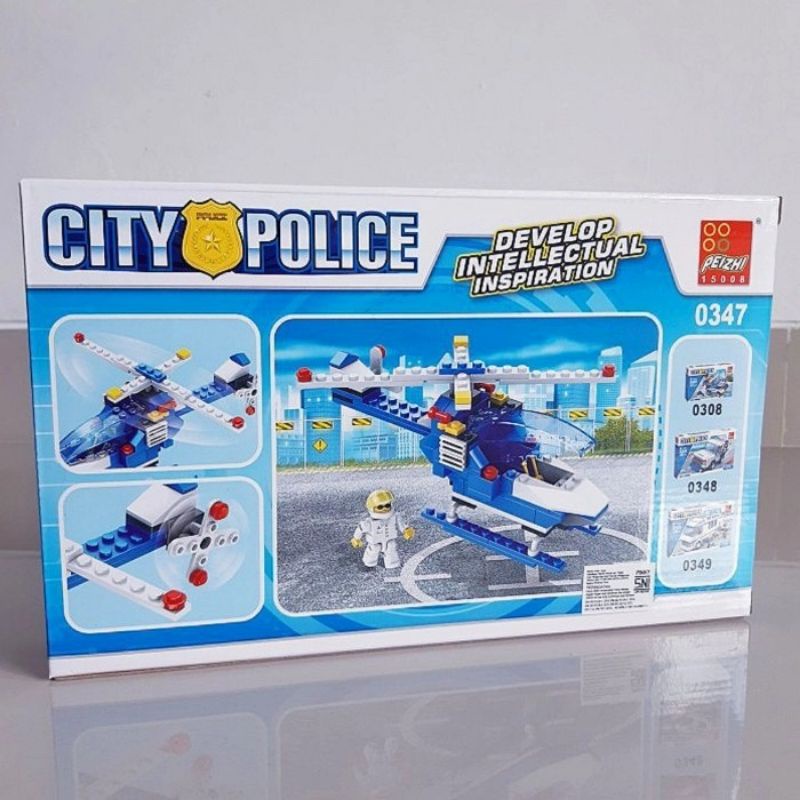 City Police Block Helicopter - Mainan Brick Helikopter Anak Edukatif new