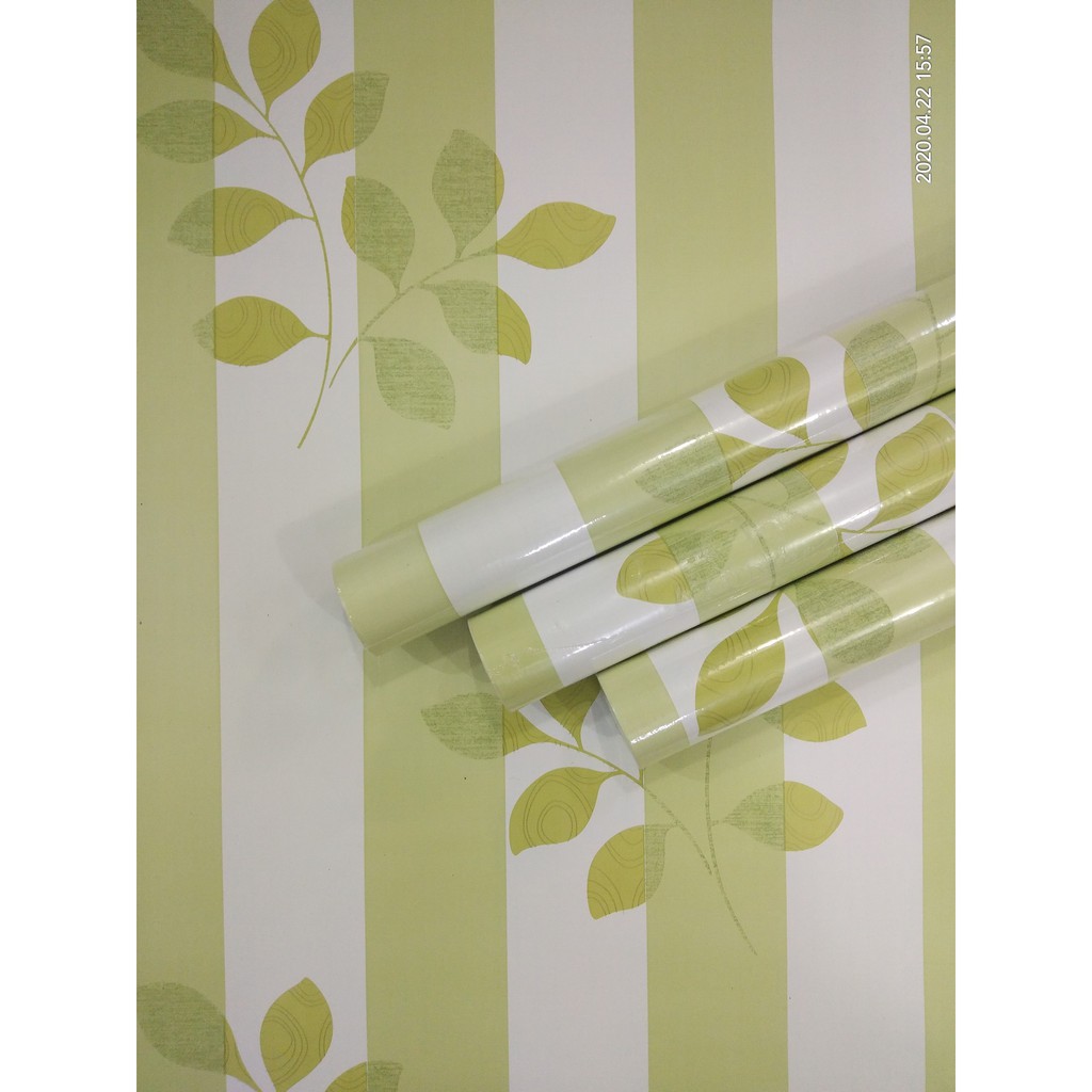 Wallpaper Stiker Dinding Daun pucat salur 10m x 45cm