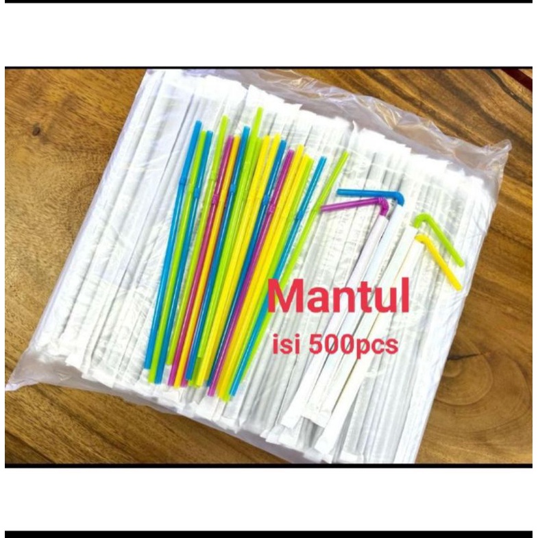 isi 500pcs Sedotan Hygienis / Bungkus Kertas Warna - Warni