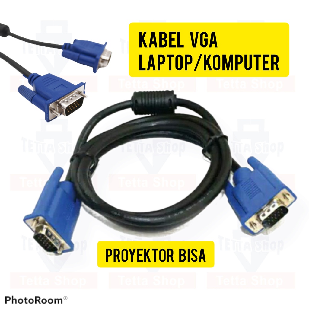 Kabel VGA ke VGA | Laptop ke TV atau Proyektor | Komputer ke Layar LCD | Kabel Serbaguna | Tettashop