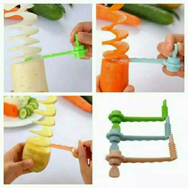 Alat Potong Pisau Kentang Spiral Cutter Pemotong Pengiris Ulir Sayur Wortel Hias Garnish