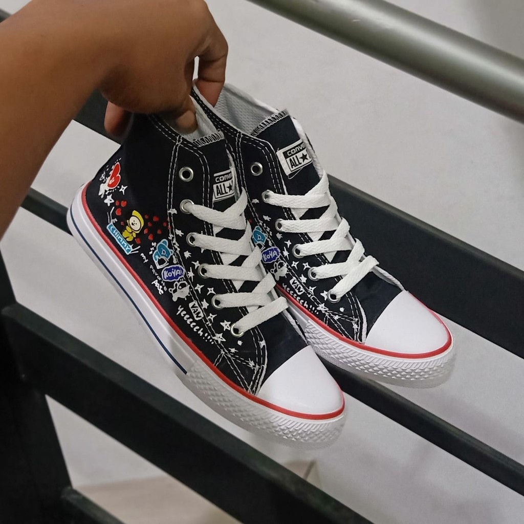Sepatu anak Sneakers high boots BT21 import Fashion Casual Terbaru Murah laki laki dan Perempuan COD