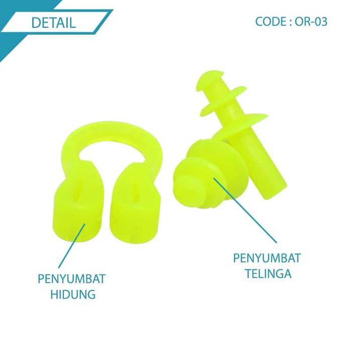 New Karet Ear Plug Renang Pelindung Hidung Telinga Saat Renang - Or-03