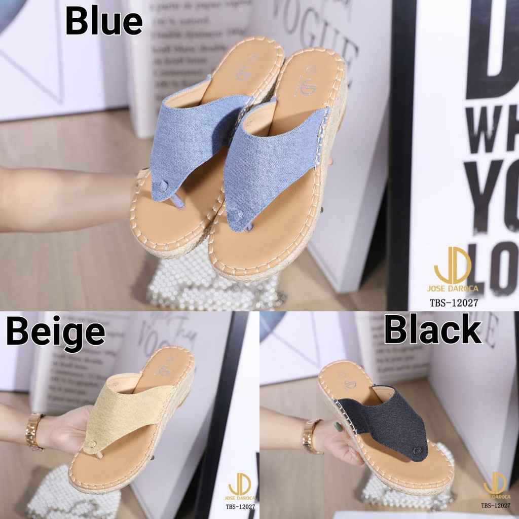 JOSE DAROCA Wedges Sandal Denim Mix # TBS-12027# ORIGINAL