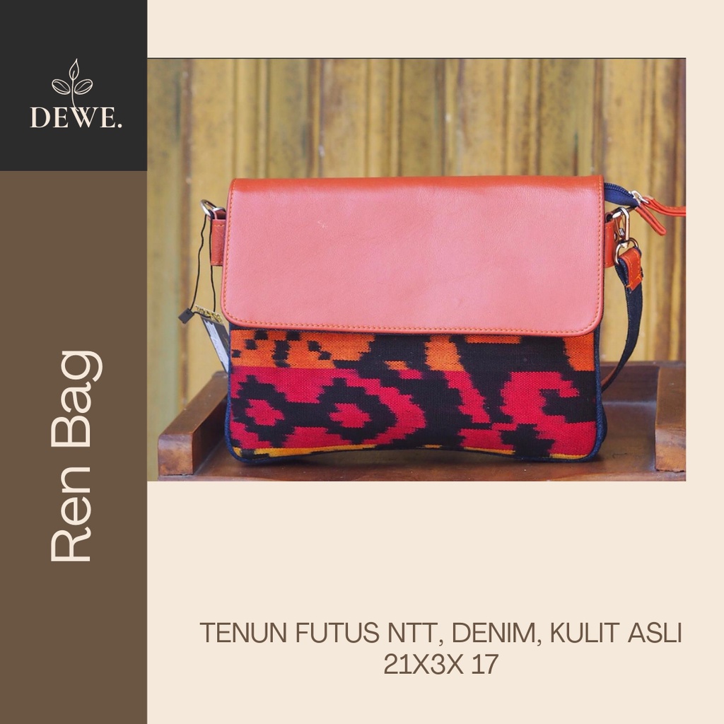 TAS ETNIK SELEMPANG WANITA KULIT ASLI TENUN NTT REN