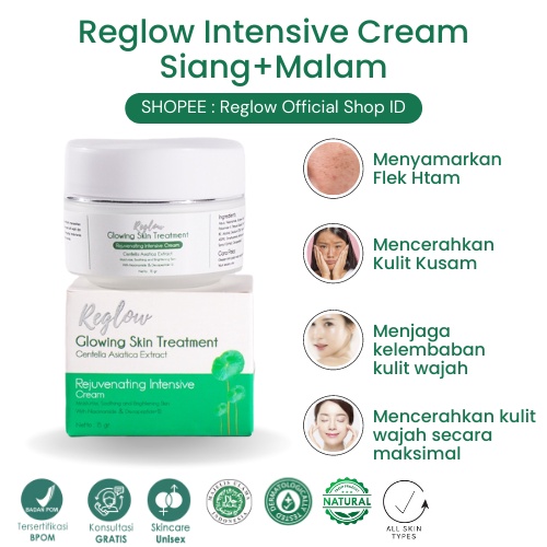 [BISA COD] REGLOW CREAM Pelembab Wajah Glowing Re Glow Skincare Anti Aging Penghilang Jerawat Kulit Kusam Krim Siang Malam Perawatan Penghilang Flek Hitam Whitening Original Reg Glow dr Shindy Putri Official Store