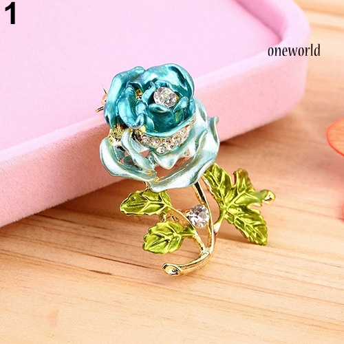 OW@ Fashion Womens Rhinestone Rose Flower Brooch Pin Wedding Party Jewelry Gifts