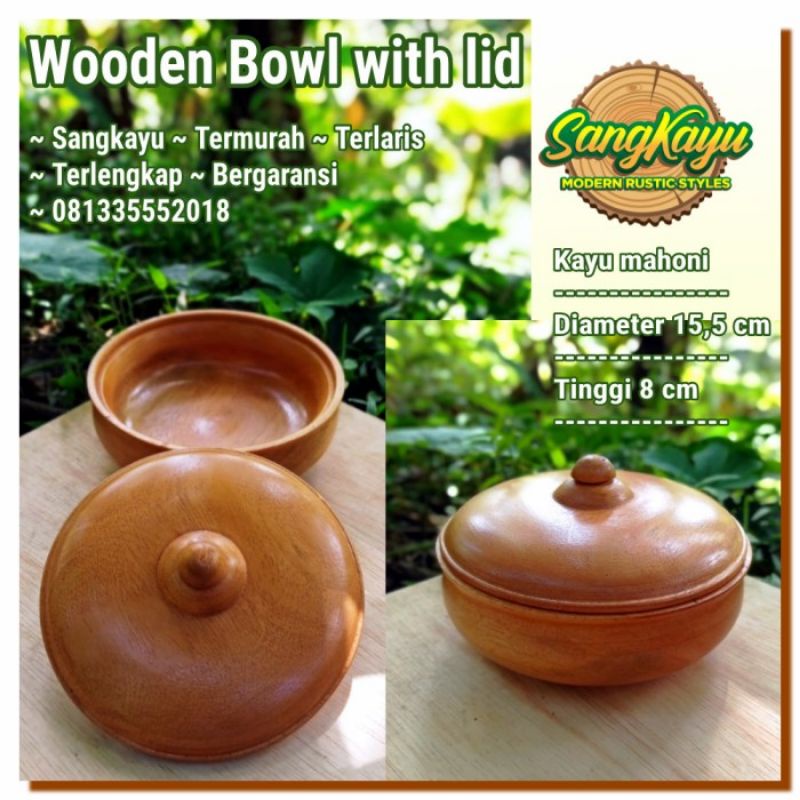 Mangkok kayu Mangkuk bowl wooden bowl with lid unik