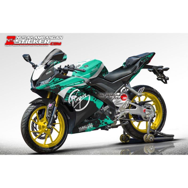 Decal Stiker Motor Yamaha R15 V3 Full Body Hijau Toska Virgin Racing Team Sticker Custom Variasi Mot