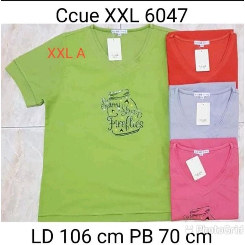 Kaos Ccue Calfia V - Neck Lengan Pendek Wanita | Blouse Kaos Wanita XXL