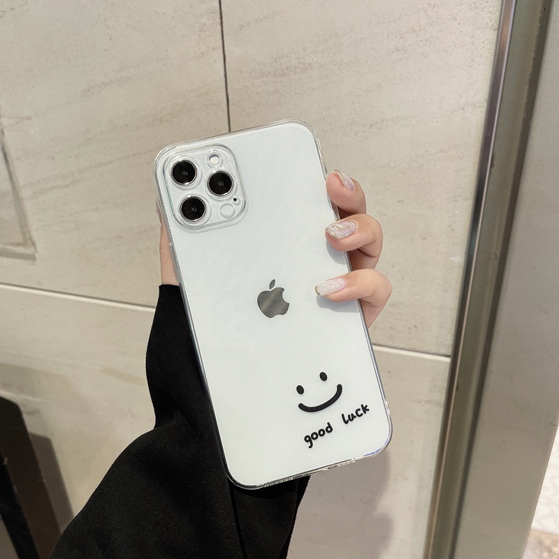 Samsung A32 A50S A22 A52 A72 A21S A12 A50 A51 A71 A20S A30S A31 A10S A11 M22 M32 F22  M11 M12 Good Luck Smiley Clear Soft Case-Y2(Black)