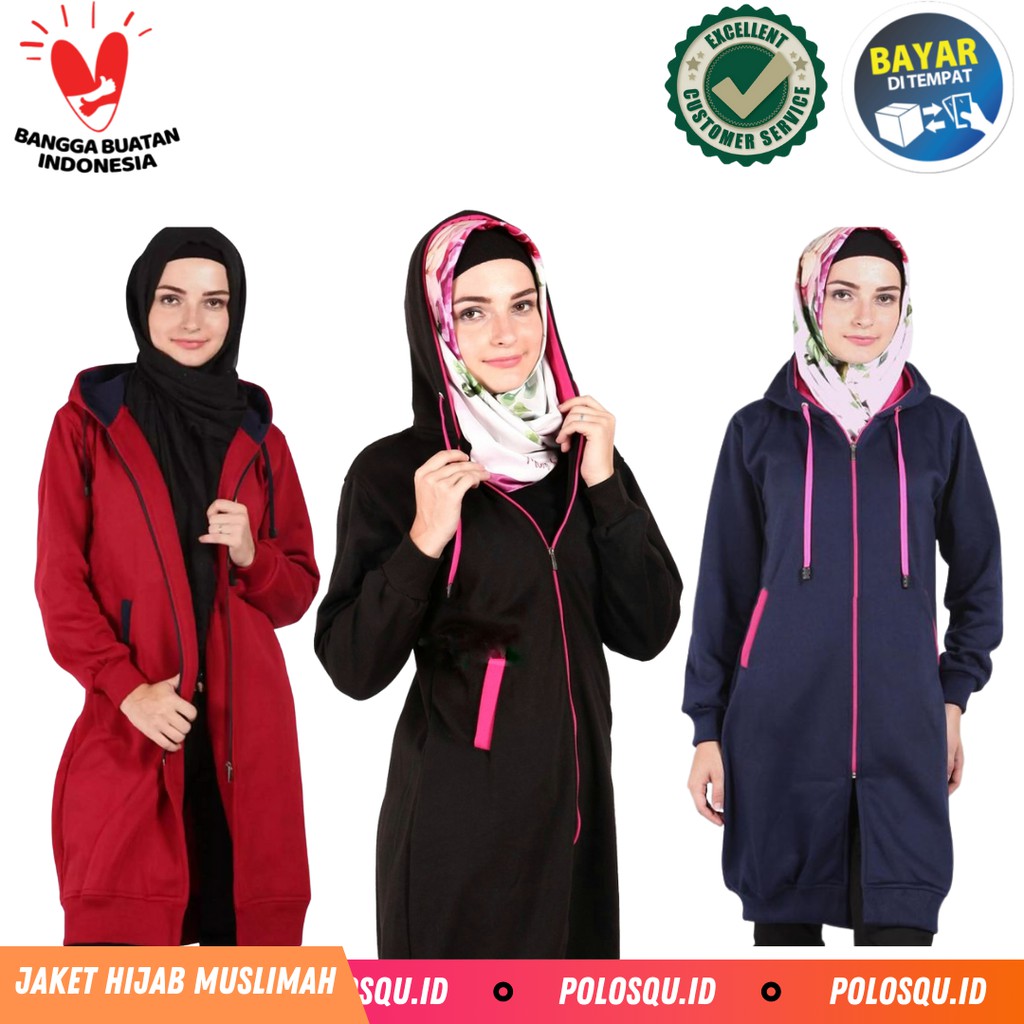 Promo Jaket Bolak-Balik Parasut Hijab Sonya Jacket l Cewek l Jaket polos Wanita polosqu.id