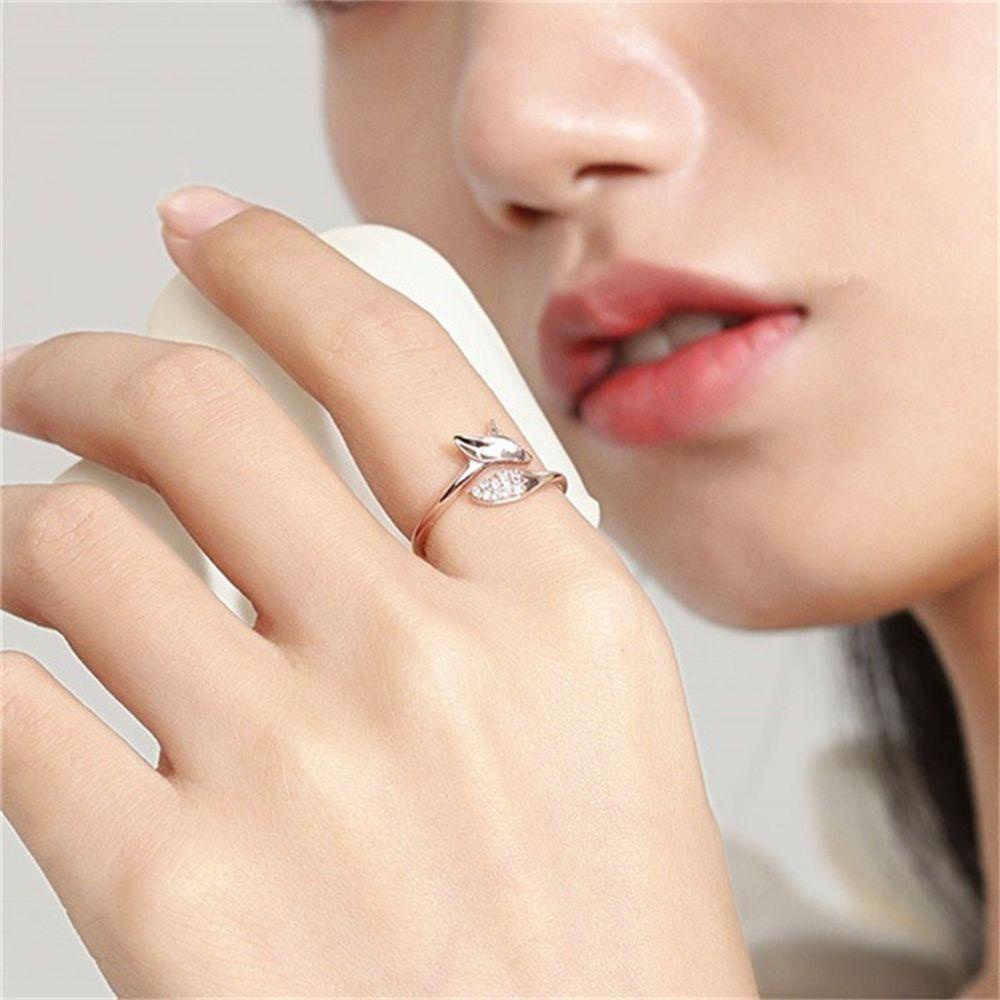 Preva Fox Cincin Wanita Pria Indah Hewan Mikro Kristal Unisex Vintage Kreatif Hewan