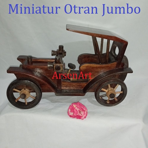 Miniatur Mobil Antik Otran Kayu Sono Keling Ukuran Jumbo Panjang 28 Cm