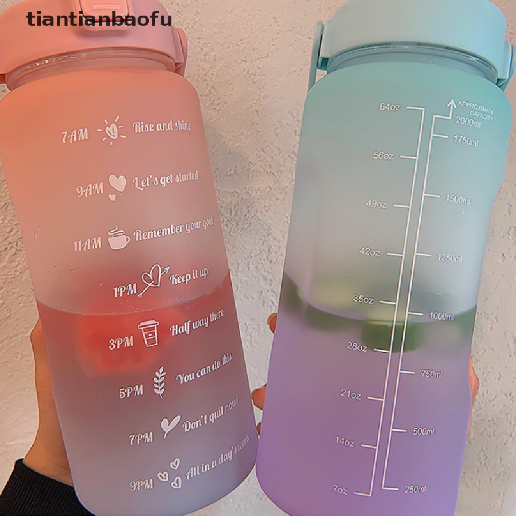 Botol Air Portabel Dengan Sedotan Warna-Warni Ukuran 2000ml