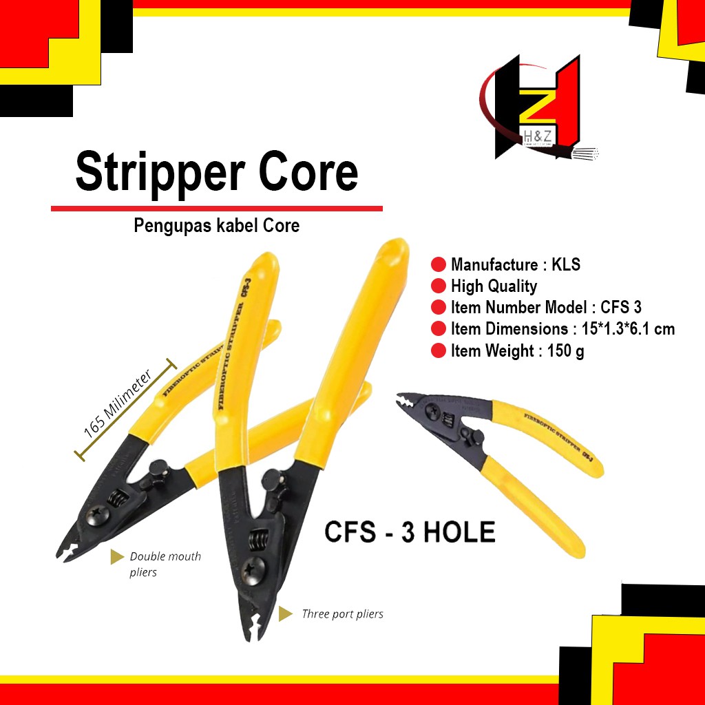 Stripper FO CFS 3 Hole Tang Pengupas Kabel Fiber Optic 3 Lubang