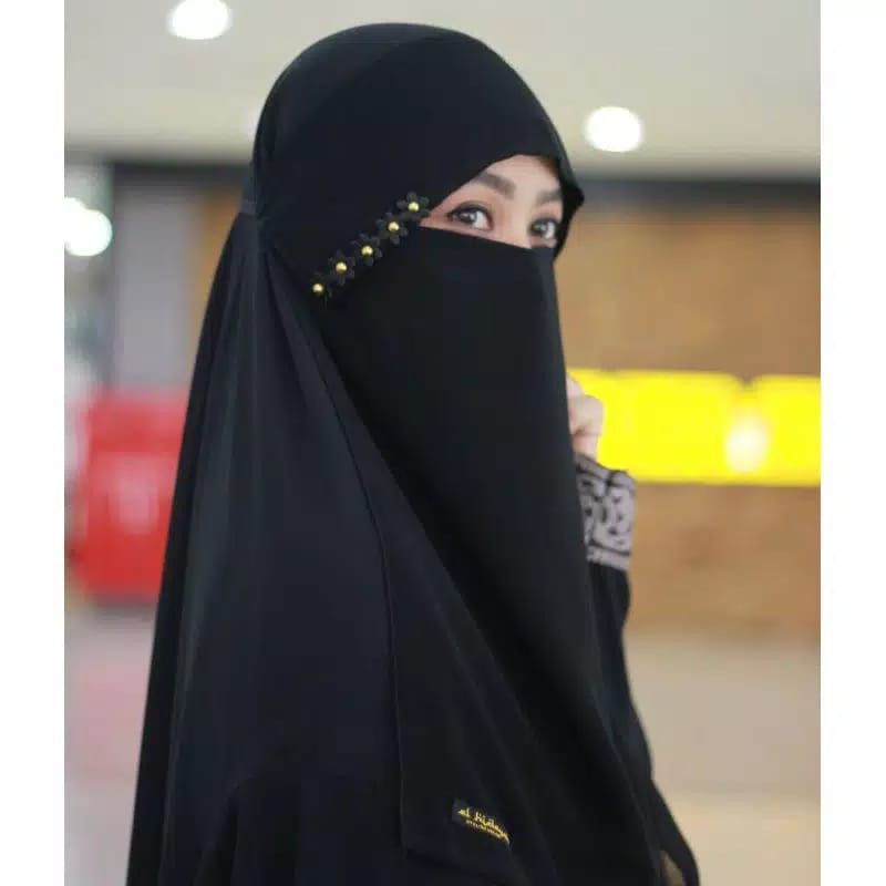 NIQAB PONI MILAYA MANIK GOLD/NIQAB PONI BUNGA/BANDANA CADAR PONI