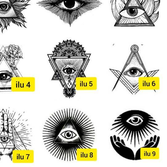 ✅HAPPY SHOPPING❤Tato Temporer/Stiker Tato Minimalis - ILU - Tato Iluminati Tato segitiga Tato mata T