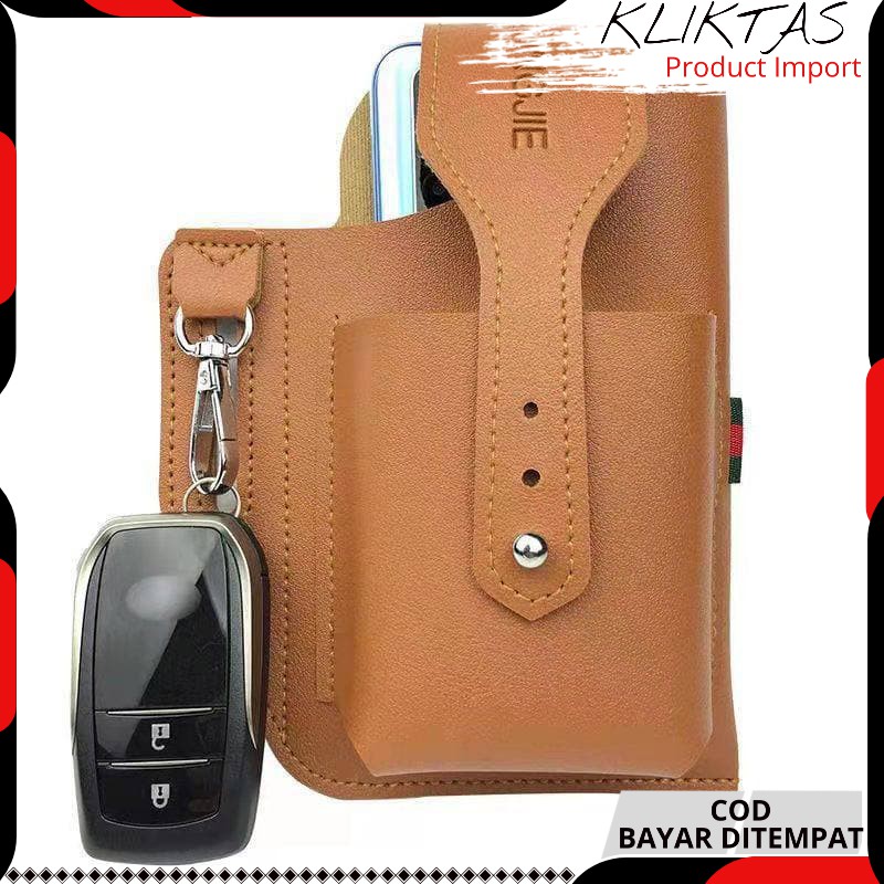 TAS IMPORT SARUNG DOMPET HP & Kunci  Pinggang PRIA Kulit Asli 100% OSSHP01