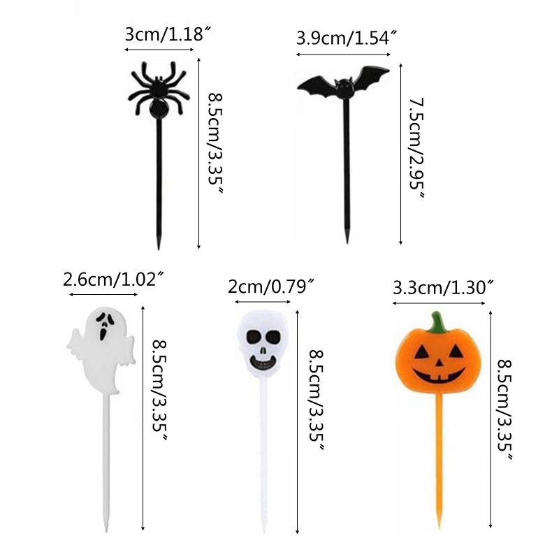 Zzz 10pcs / Set Tusuk Gigi Buah / Makanan Tema Halloween Bahan Plastik