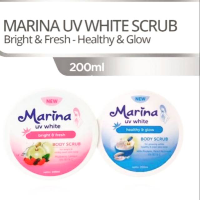 ( 200gr ) MARINA UV WHITE BODY SCRUB / LULUR Healthy &amp; Glow