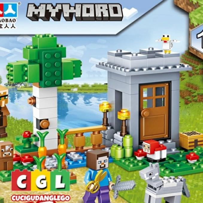 Mainan Bricks Lego Minecraft My World Creeper Mine Village Ranch