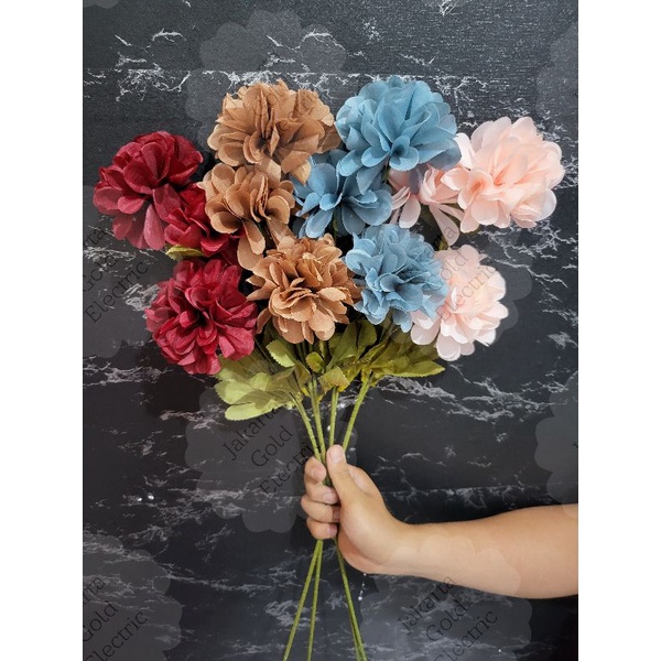 Bunga Mawar Artificial Gompie 3 Kuntum Bunga Hias