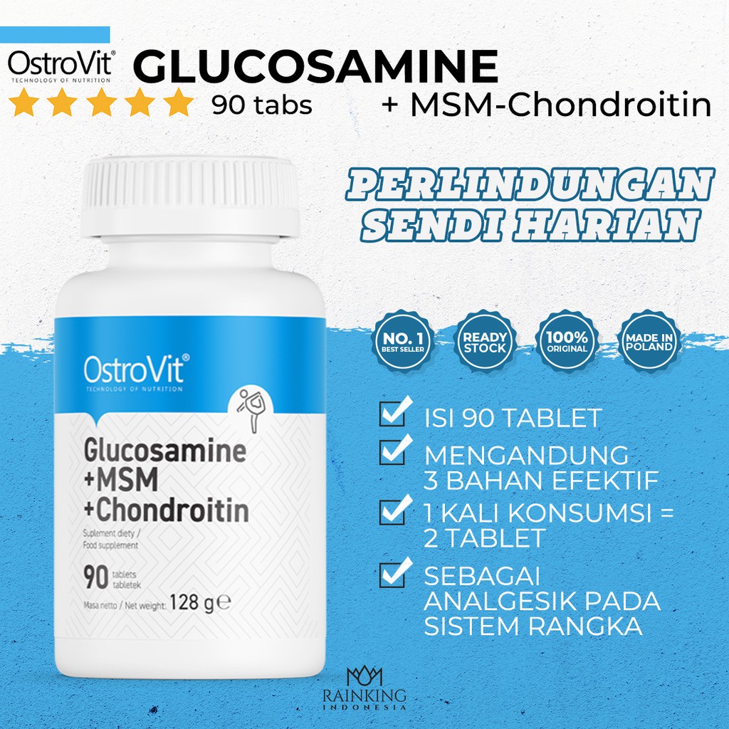 Suplemen Vitamin GLUCOSAMINE + MSM +CHONDROITIN Obat Kesehatan Sendi Tulang Lansia Kulit Kuku Impor