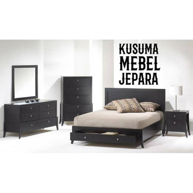 Set Dipan Tempat Tidur Minimalis Size King Kayu Mahoni