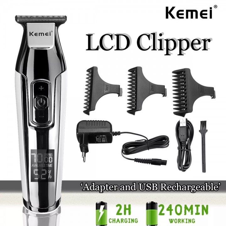 KEMEI KM-5027 Electric Cordless Professioanal Hair Clipper LCD Display