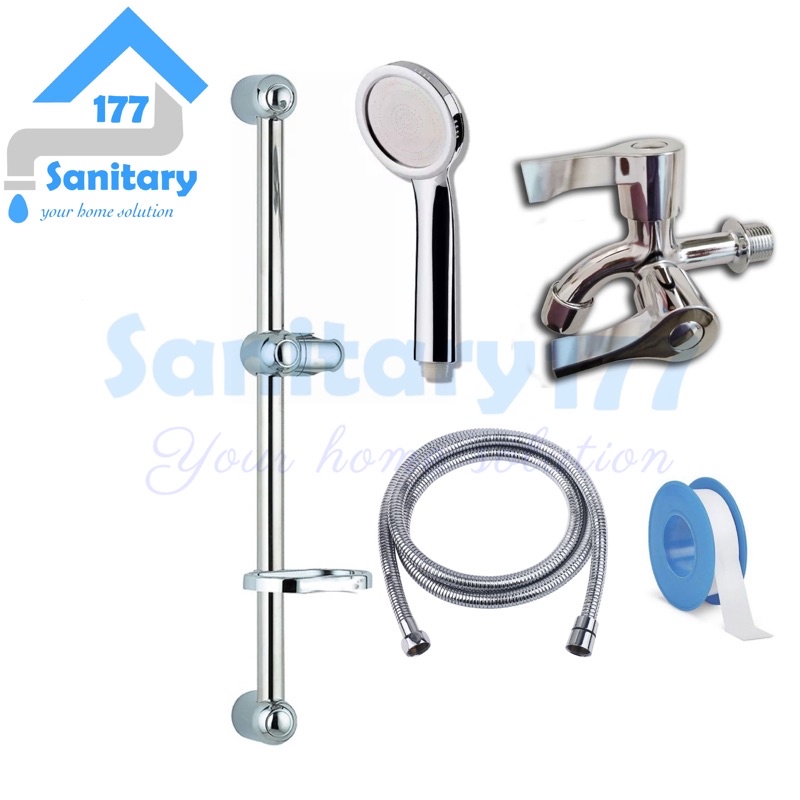 Paket Tiang Super Shower Turbo T9959 &amp; Kran Cabang 6031-Shower Set Mandi semprotan saving water irit hemat air sower stainless tekanan turbo halus