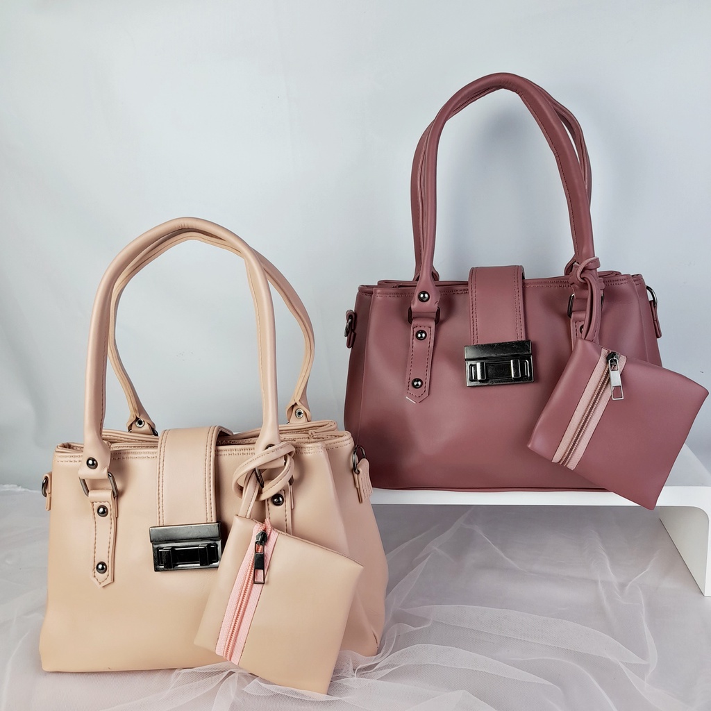 Tas Selempang Wanita Bahu Tenteng Ngantor Kuliah Kulit Leather Polos Premium Lokal  KT049 KT050