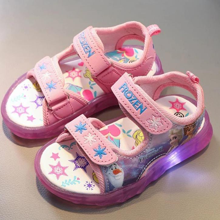 Sepatu SANDAL Anak Perempuan LED IMPORT FROZEN 006 - Model Terbaru