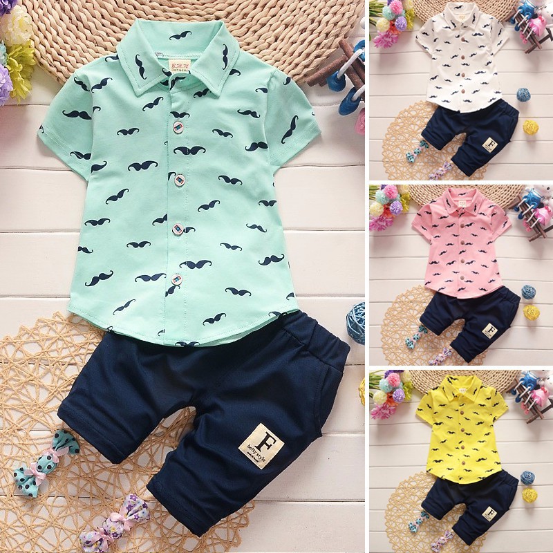 Fashion Bayi: Set 2Pcs Kaos T-Shirt Lengan Pendek Gambar 