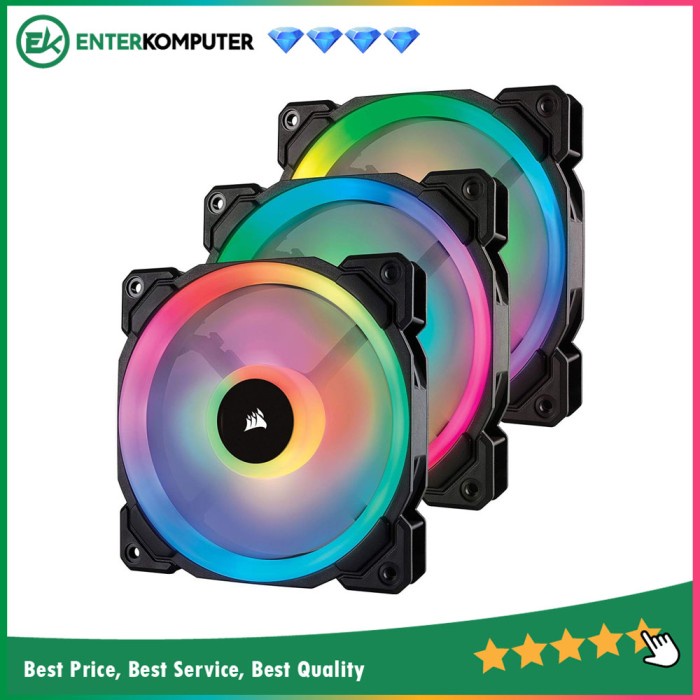 Coolerfan Corsair LL120 RGB (Three Pack) - With Lighting Node PRO - 12CM Fan