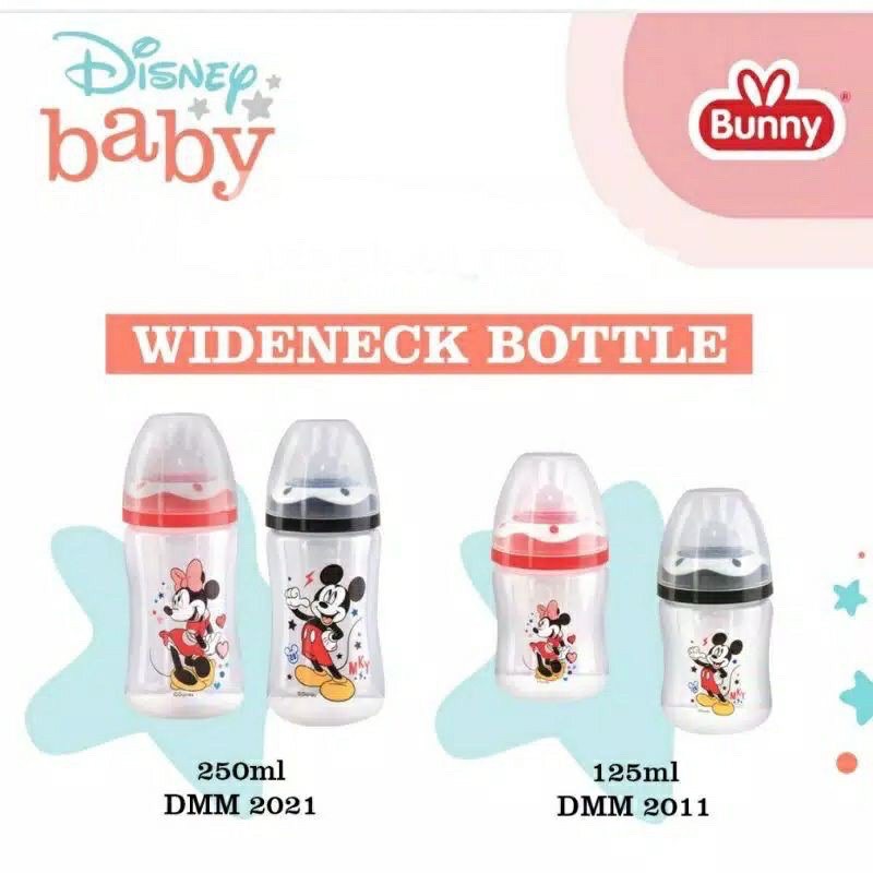 Lustly Bunny Botol Susu Disney Wideneck 125ml dan 250ml Merah-Minnie, Hitam-Micky - Botol Susu Bayi