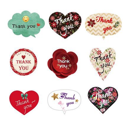 Paper Tags Sticker THANK YOU - 5 Shape 5 Pattern (1sheet/20pcs)